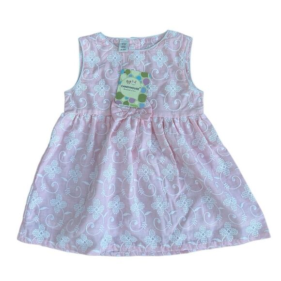 NWT CandyHouse Little Girl A Line Formal Floral Embroidered Pink & White Dress - Picture 3 of 6